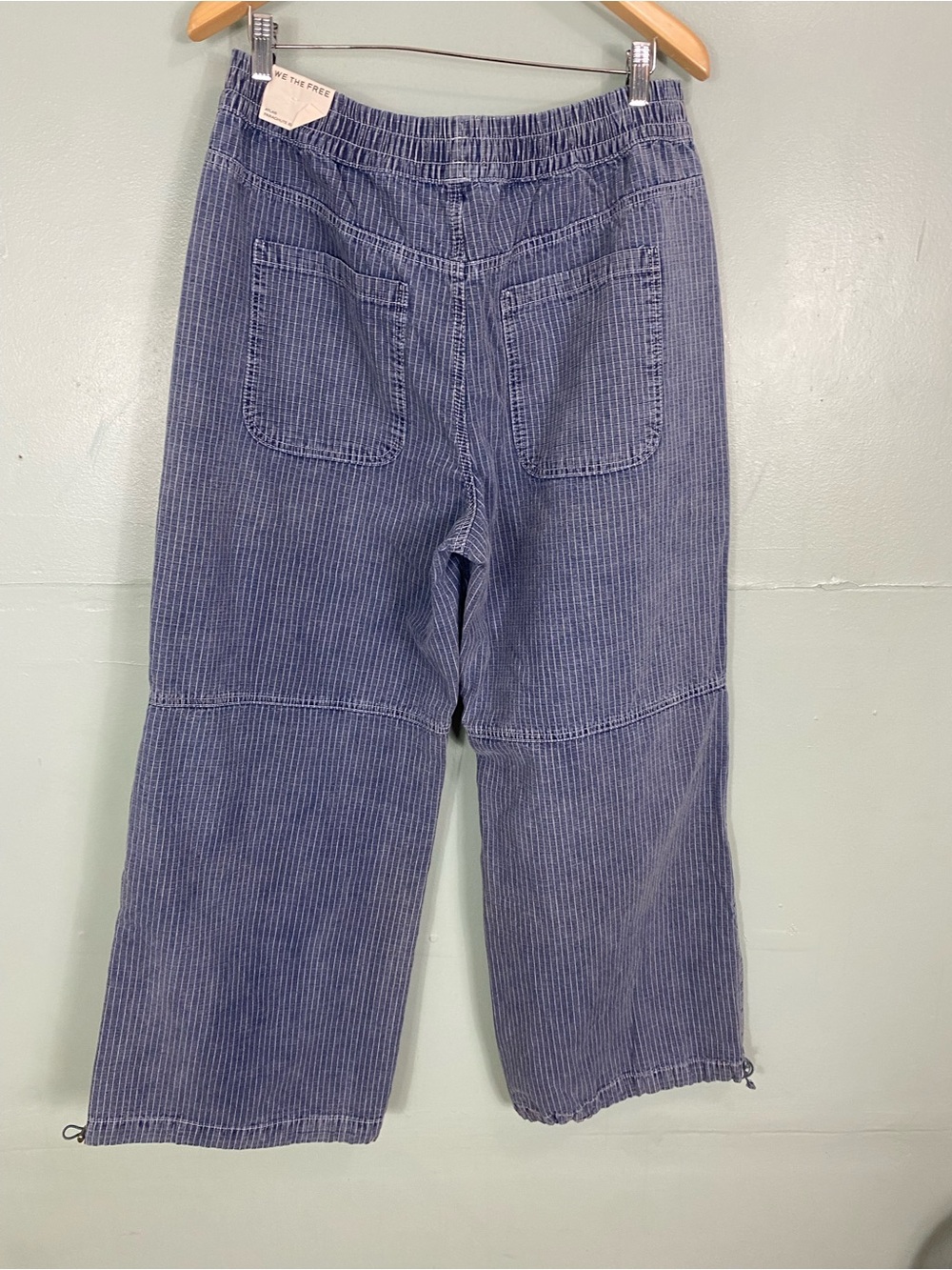 Free People Atlas Parachute Jeans Striped Denim Blue Barrel Baggy XL - Picture 3 of 5